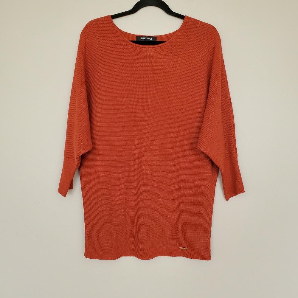 Ellen Tracy rust orange dolman sleeve sweater S
